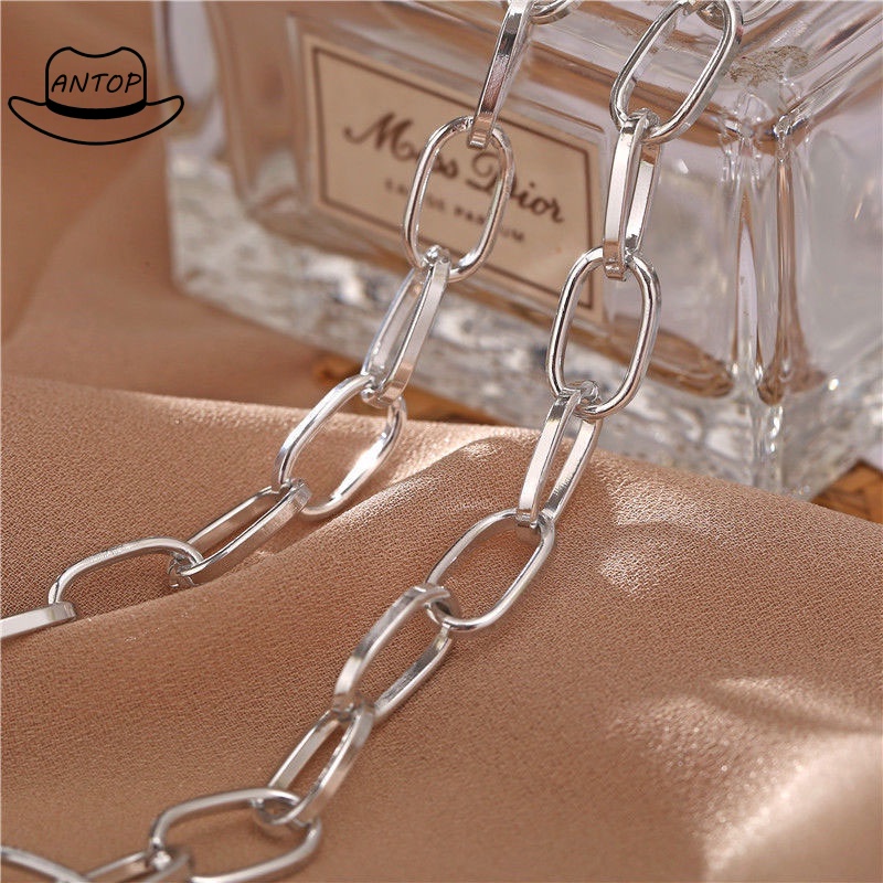 Kalung Rantai Tebal Besar Bahan Aluminum Warna Emas Gaya Punk Hip Hop Untuk Wanita ANTOP