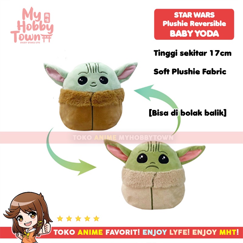 Boneka Karakter Star Wars Baby Yoda Reversible Flip Plushie Doll