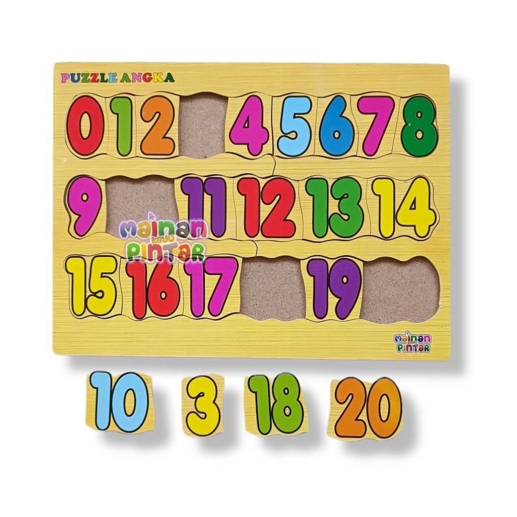 Mainan Edukasi Anak Paket Puzzle Kayu Isi 1/2/3/4 Pcs Huruf Hijaiyah Arab Huruf Besar Kecil Angka 0-20