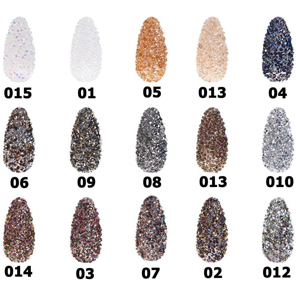 Rebuy Nail Rhinestones Bersinar Non HotFix Manik-Manik Mini Kaca Berlian Kuku Glitter DIY Nail Art