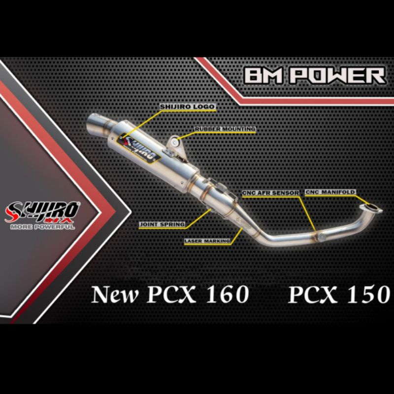 Knalpot PCX 150/New PCX 160 type BM Power Shijiro Racing Original