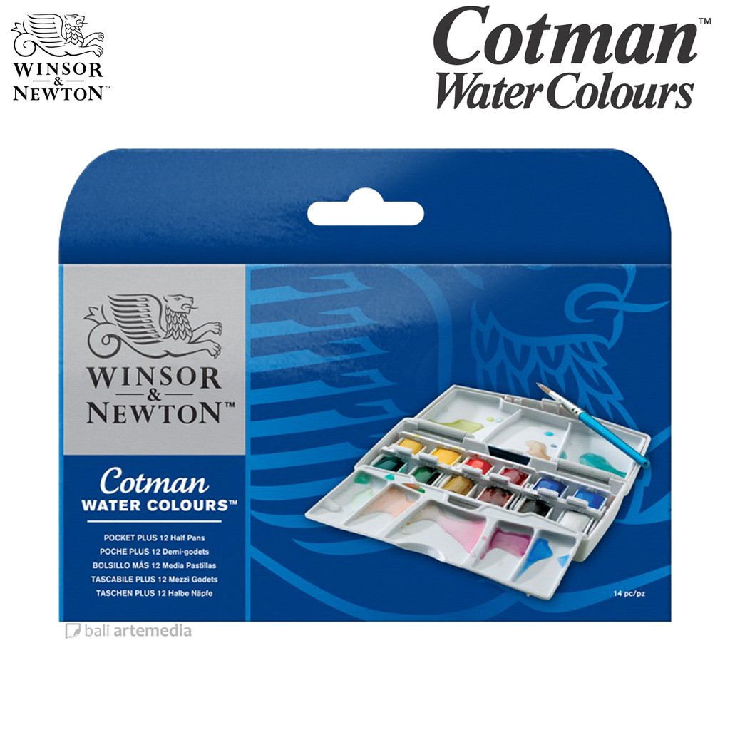 Winsor &amp; Newton - Cotman Watercolours Pocket Plus 12 Half Pans