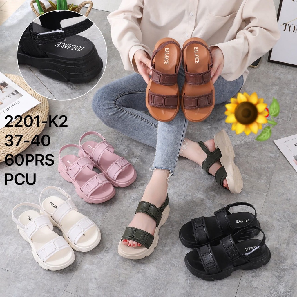 Sandal Karet Jelly Wedges Wanita import Model Terbaru Original Kekinian by AGUNG STYLE Balance 2201-K2