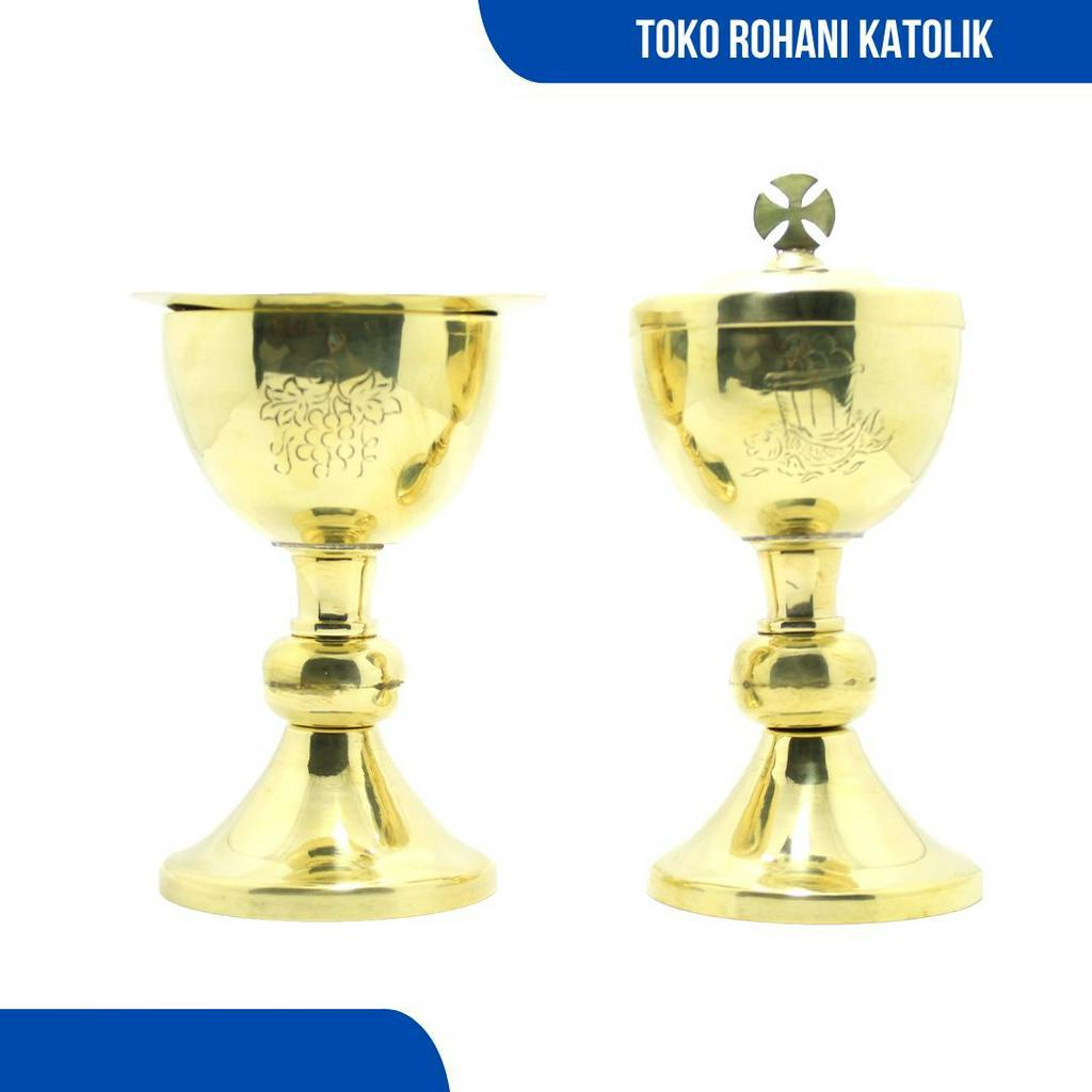 SIBORI TEMPAT HOSTI KATOLIK / PERALATAN MISA KATOLIK / SIBORI KUNINGAN