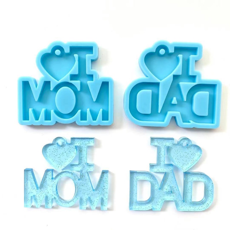 SIY  3 Pcs/Set Father's Day Mother's Day Theme Keychain Epoxy Resin Mold Necklace Pendant Silicone Mould DIY Crafts Decorations Jewelry Earrings Casting Tools