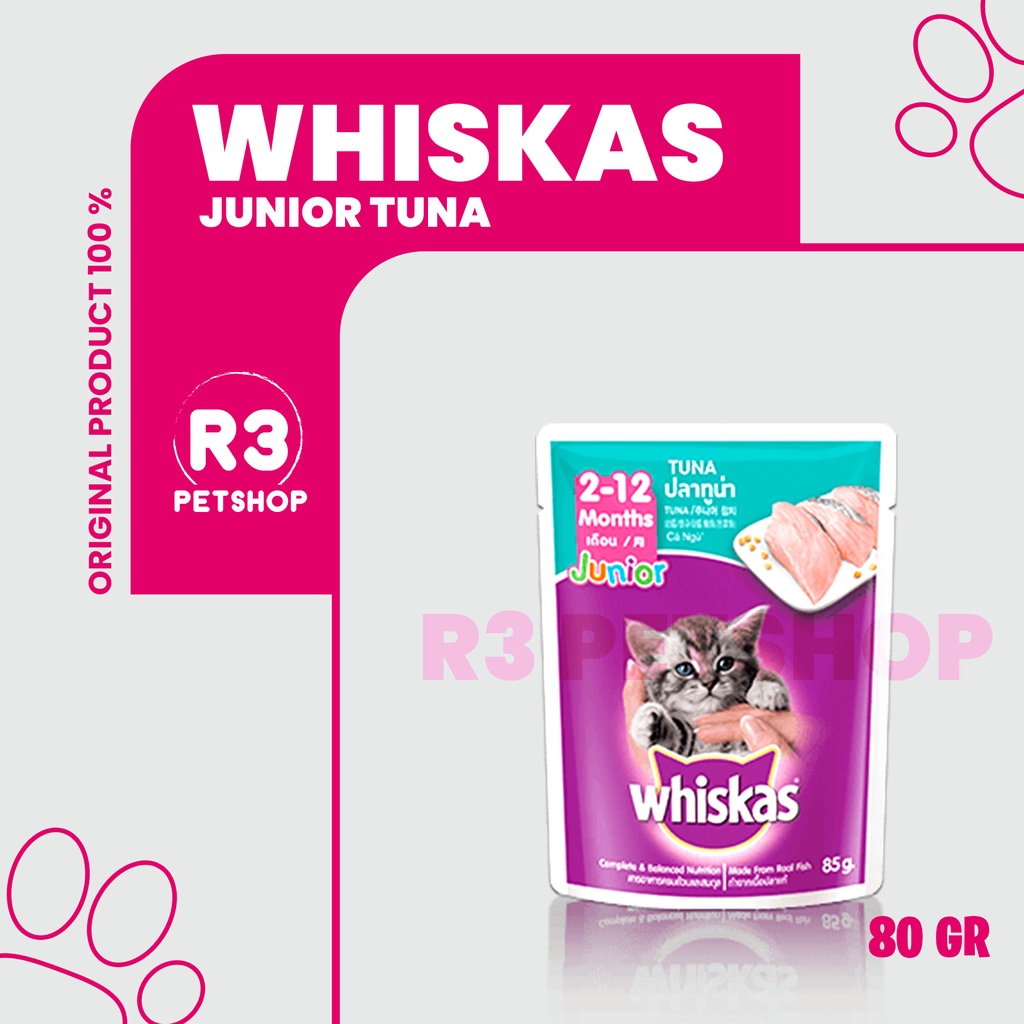 Makanan basah murah untuk Kucing WHISKAS Pouch 80gr All Varian