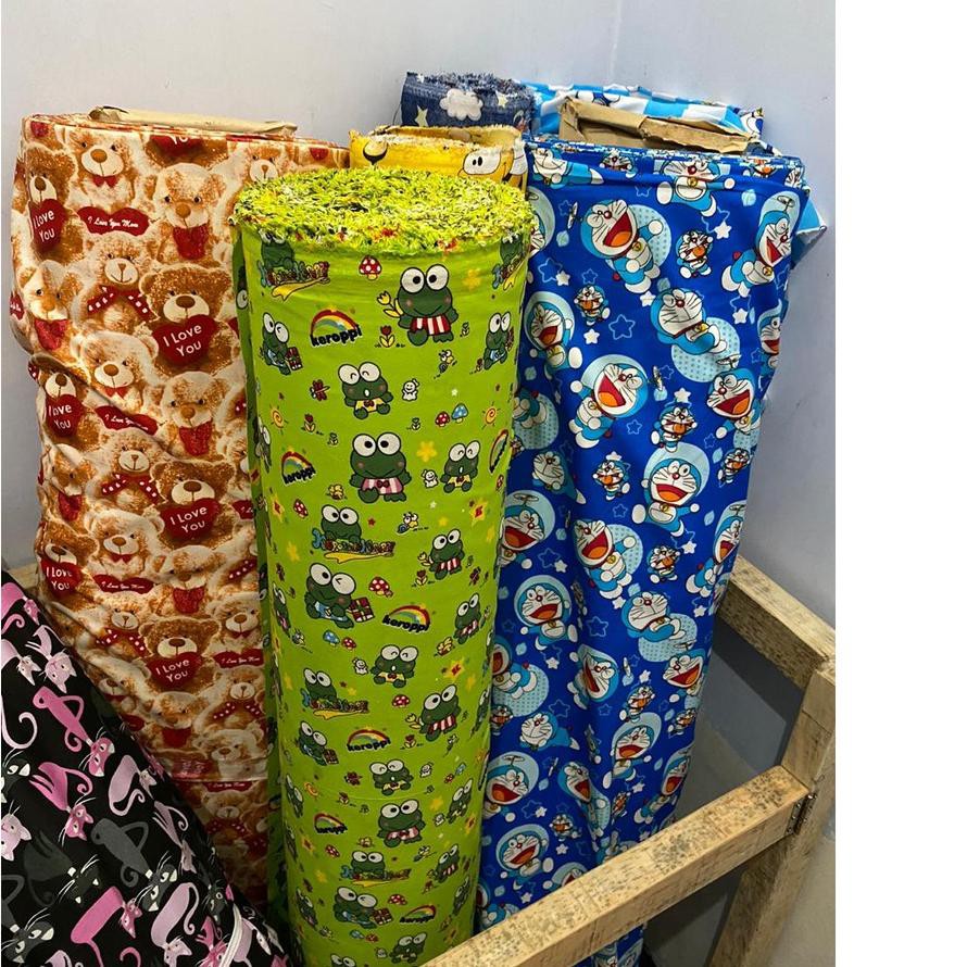 SHOPEE [11.11]  Kain katun / kain meteran motif karakter doraemon murah ..,,..