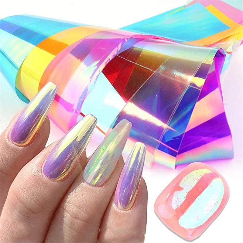 1 Rol Stiker Kuku Motif Aurora Ice Cube Untuk Dekorasi Nail Art