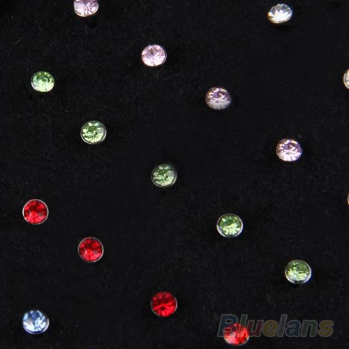 Tindik Tubuh: 60x Perhiasan Cincin Tulang Hidung Bahan Surgical Steel Berhiaskan Kristal Rhinestone