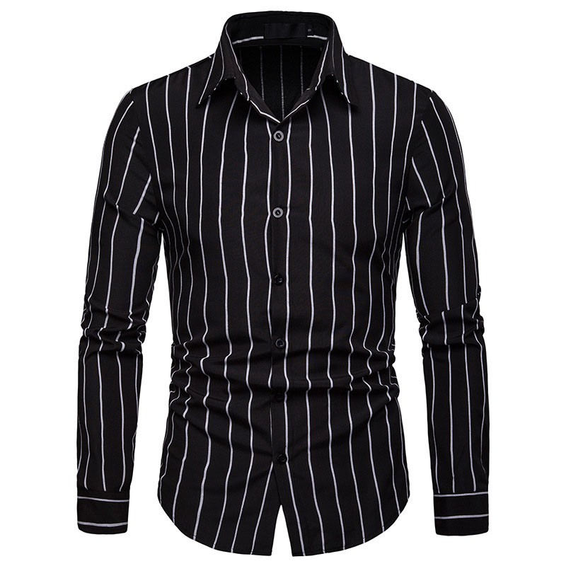 black and white striped formal shirt