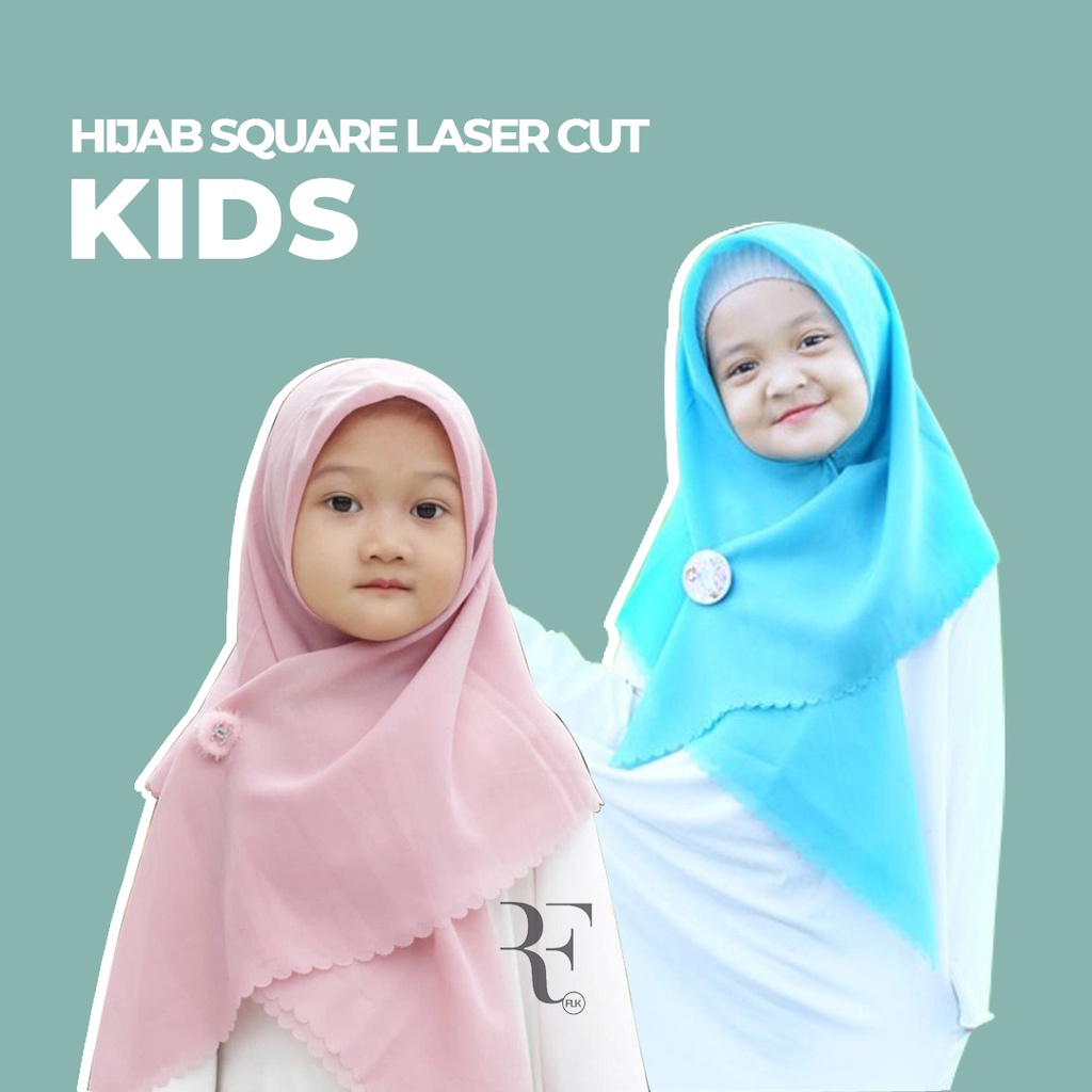 HIjab Bella Square LASER Cut Anak Perempuan/Kerudung ANAK