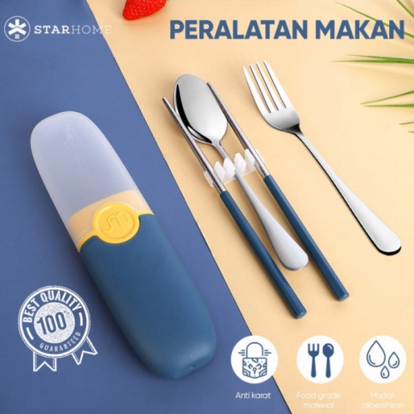 

Jual Sendok Set Korea Sendok Makan Garpu Sumpit Stainless - Biru Murah