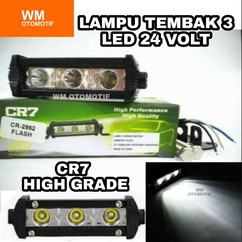 Lampu LED Tembak Sorot 24 Volt CR7 Truk Bus Canter Fuso Tronton 2 MODE 3 Mata Flash Kedip Offroad Bar Cree Bonway Owl Cwl Work Light Lightbar Motor Mobil