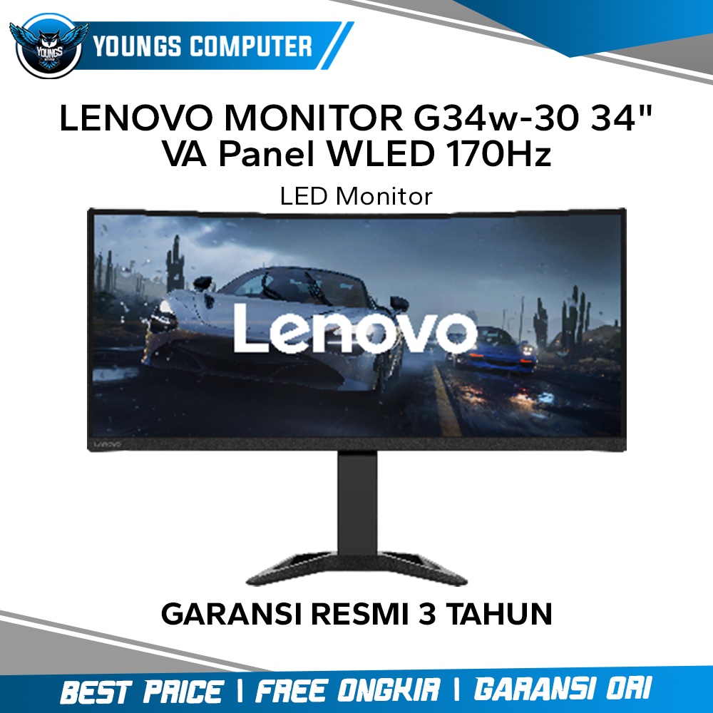 Monitor Lenovo G34W-30 34&quot; Ultrawide 1440p 170Hz Curved Speaker Ergo