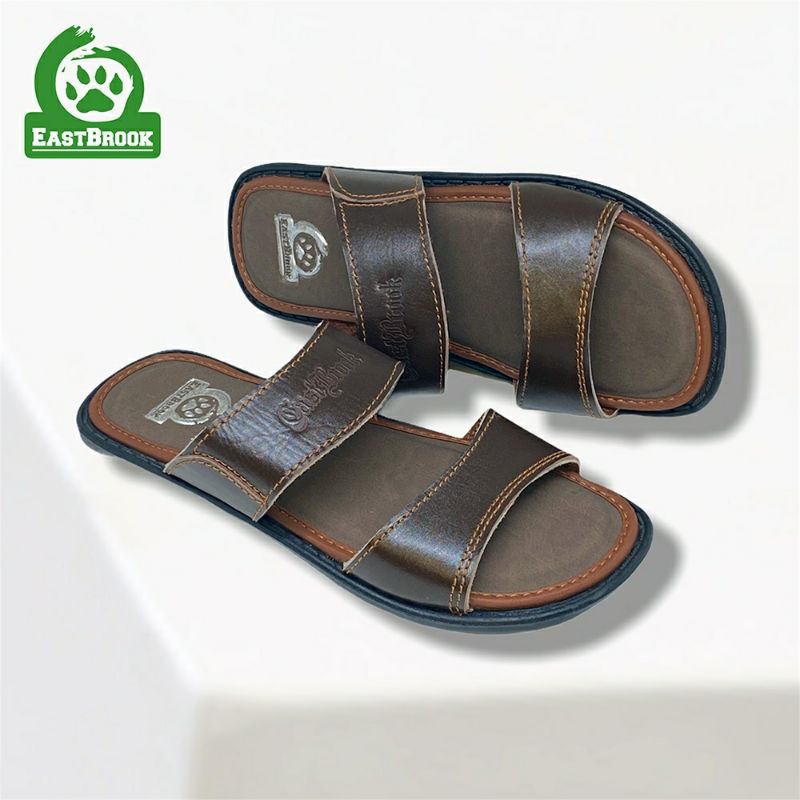 100% Kulit Asli - Sandal Kasual Pria Slop Kulit Asli Murah Orang Tua Dan Anak Muda - Eastbrook Ori