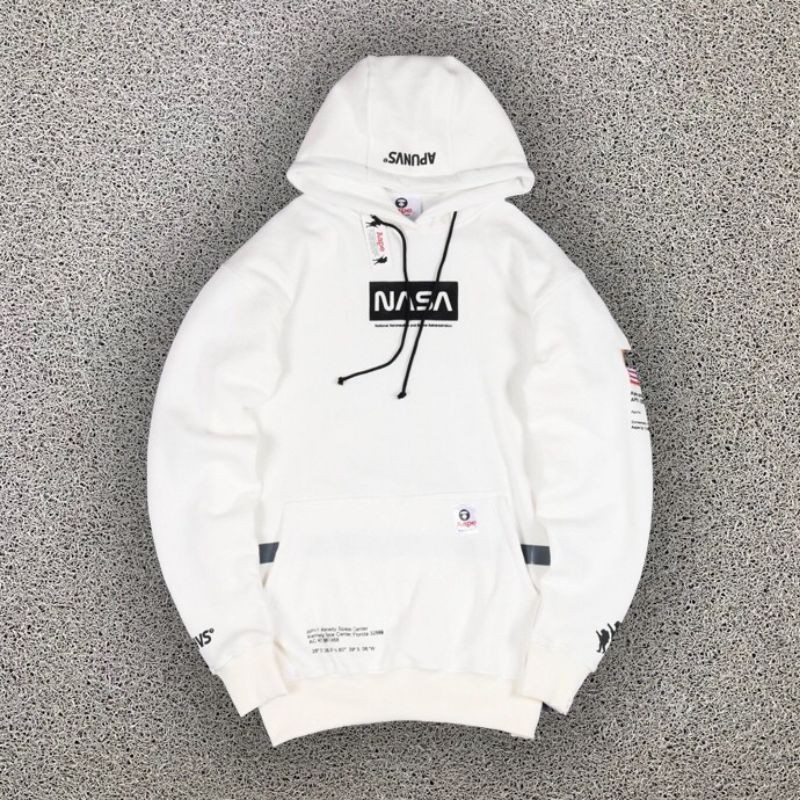 HOODIE SWEATER JAKET BAPE X NASA FALL WINTER WHITE LIKE ORI