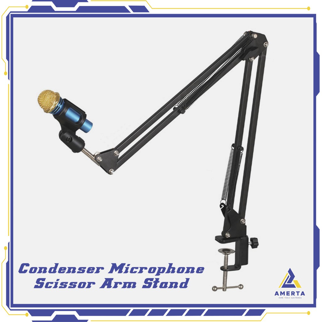 Condenser Microphone Suspension Boom Scissor Arm Stand - NB-37 - Black