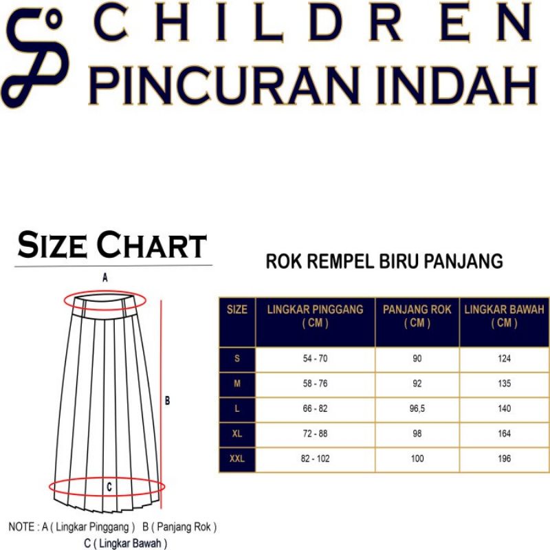 Children Pincuran Indah - Rok SMP Seragam Sekolah Biru Rempel Panjang