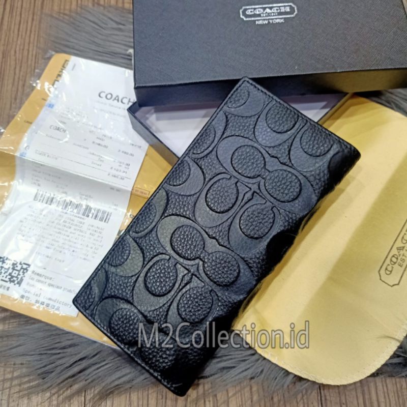 Dompet Coach Wallet Signature Embossed Long Wallet Royal Black