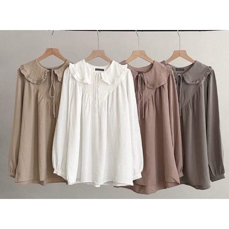 HARUKA BLOUSE CRINGKEL AIRFLOW / BLOUSE POLOS WANITA BAHAN CRINKLE LD 102 Muat bb max 50kg~Crinkle Airflow