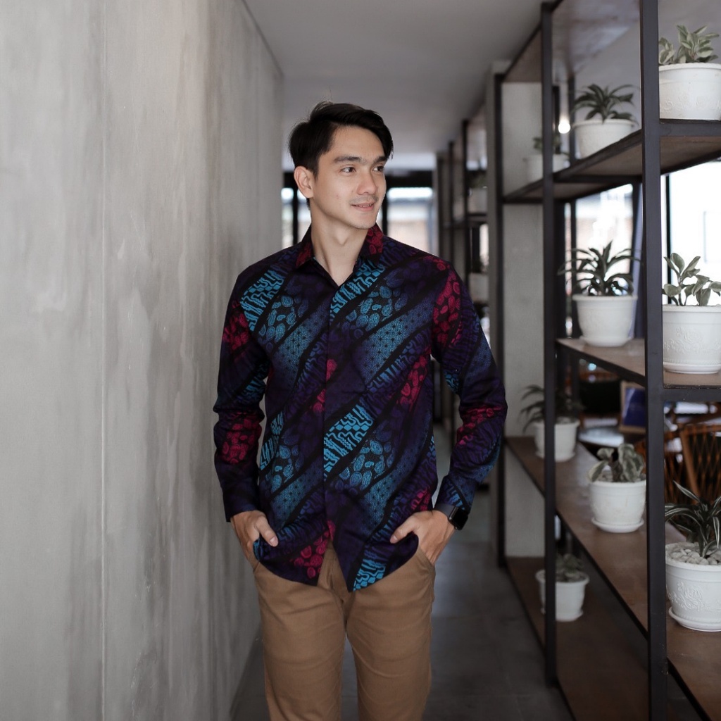 KEMEJA BATIK LONG SONGKET GRADATION M L-3XL MURAH