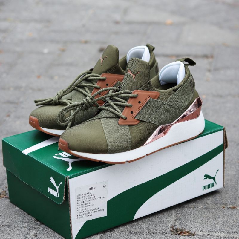Puma muse satin olive / Sepatu puma