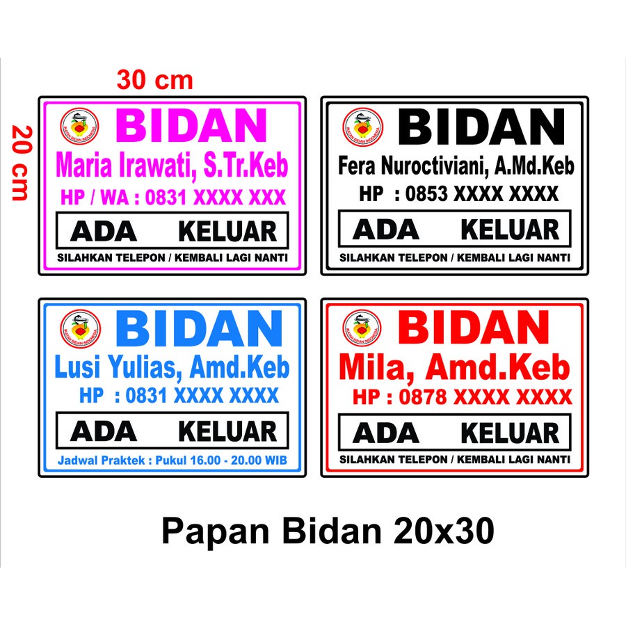 

Papan Bidan/Dokter 20x30 Sign Board Acrylic/Sign LAbel akrilik Custom