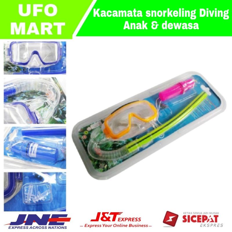 kacamata selam alat snorkling anak Penyumbat Telinga dan pipa tangkai kacamata diving snorkling snorkeling dewasa