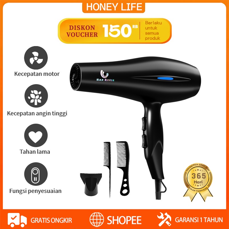 Hair dryer HRHD01BK Pengering Rambut Anion Salon Haircare 800 Watt