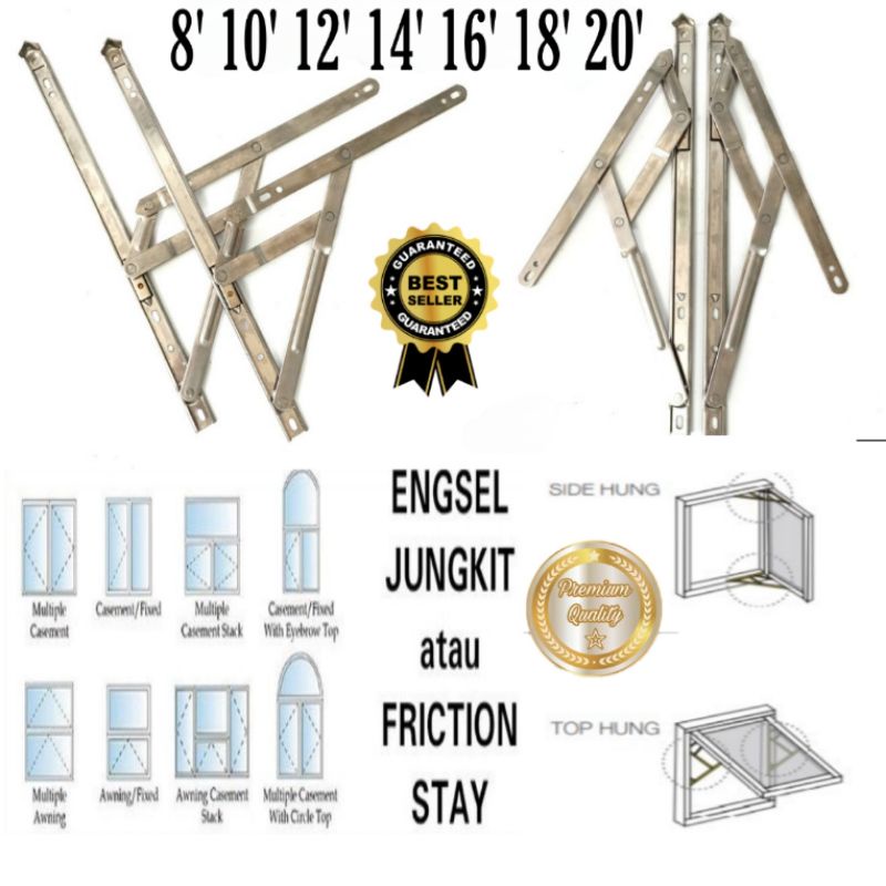 Engsel Casment Jendela Alumunium Sepasang