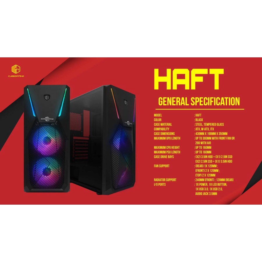 Casing CUBE GAMING HAFT - ATX - LEFT SIDE TEMPERED GLASS