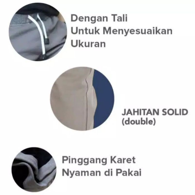 Celana Chinos Cowok Rip Pinggang Karet Bahan Combed Melar