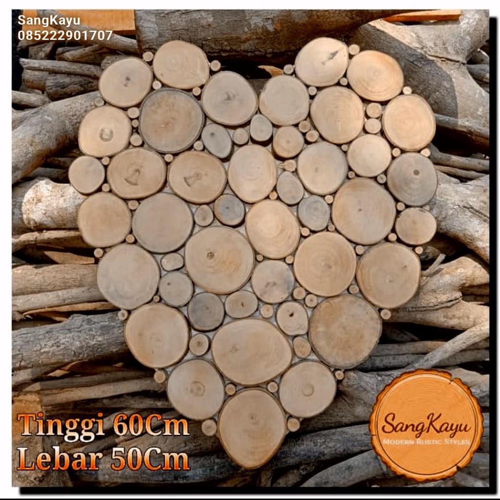 Hiasan dinding bentuk hati wood wall art hiasan kayu dekorasi unik