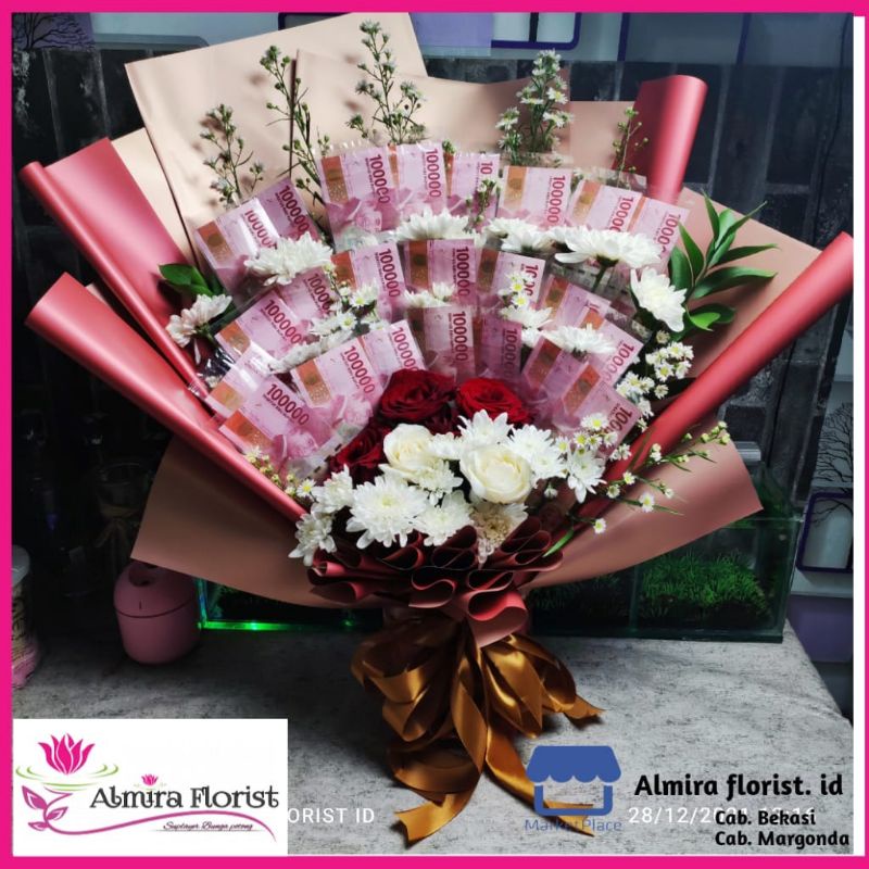 Bouquet bunga asli mixed uang | buket bunga | buket uang