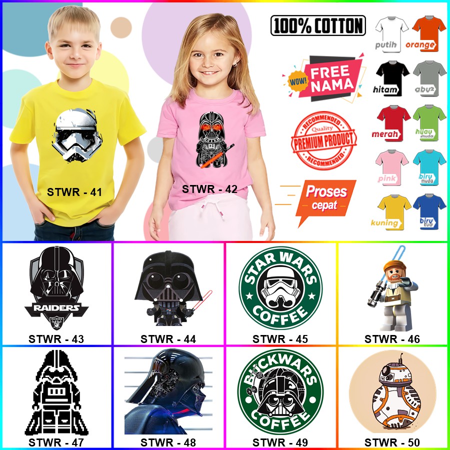 Baju Kaos ANAK DAN DEWASA STAR WARS COUPLE (FREE NAMA)