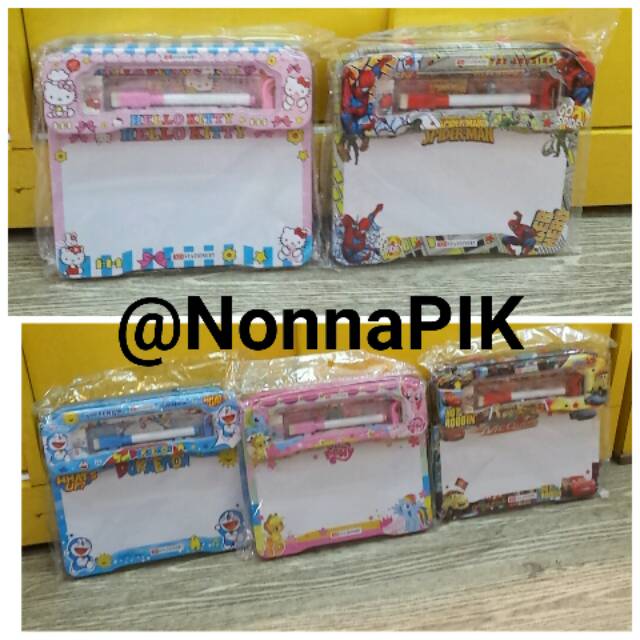 Papan Tulis Karakter / Stationery Set / Board Game Frozen - Cars - Spiderman - Kitty - Doraemon