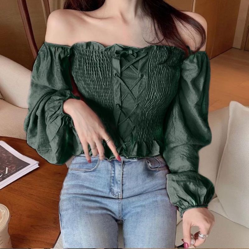 Sabrina BRIANNA Top Korean / crop top / crop top korea / crop top lengan panjang / sabrina top