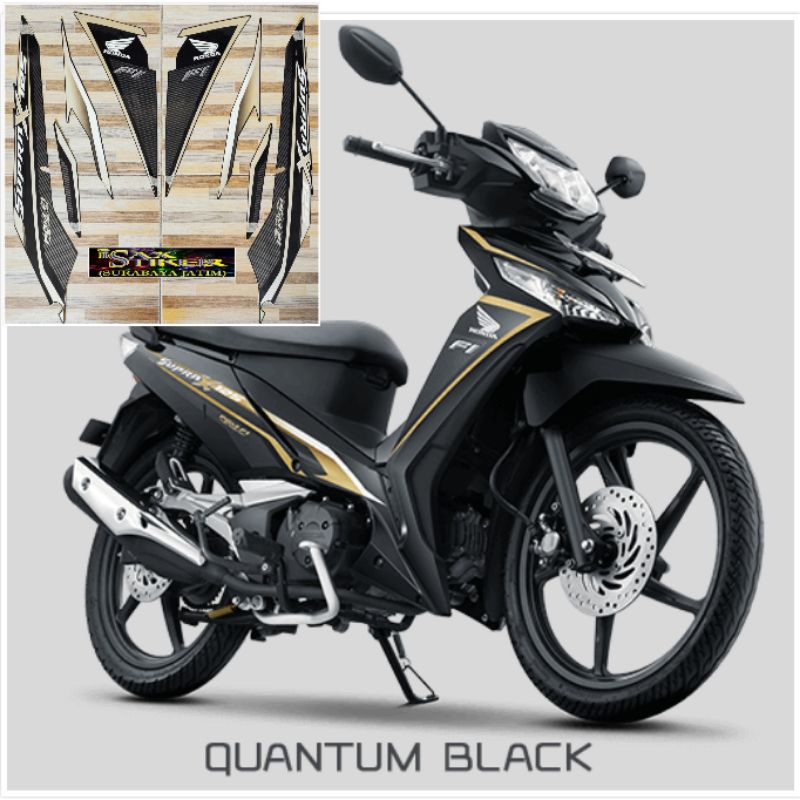 striping original Honda Supra X 125 luxury fi hitam gold tahun 2015