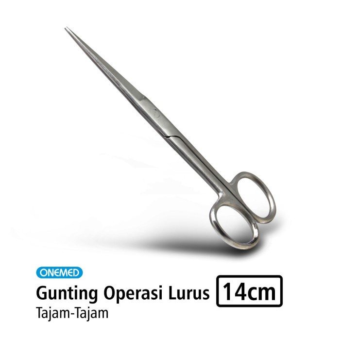 Gunting Operasi Lurus 14cm Stainless Steel Tajam-Tajam OneMed OJ