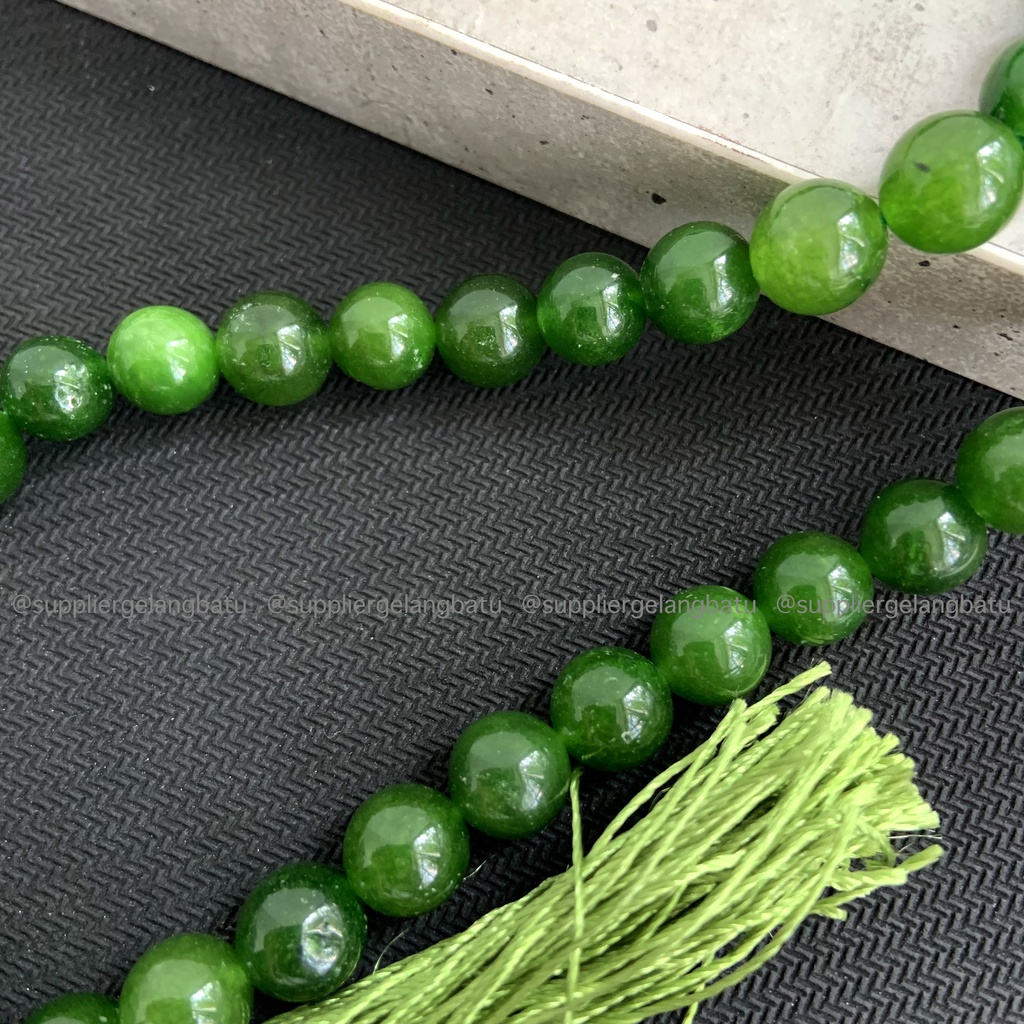 tasbih batu BLACK JADE ACEH MUDA 10MM BONUS GELANG tasbeh BERSERAT TEMBUS SENTER