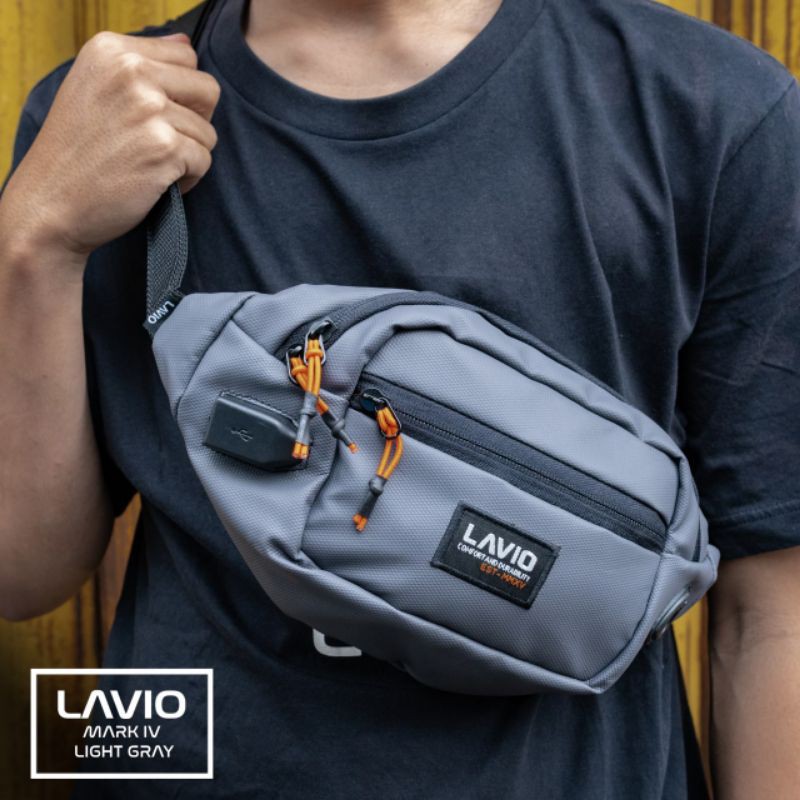 Tas Selempang Pria Waist Bag Original Lavio Mark IV Slot USB Slot Headset