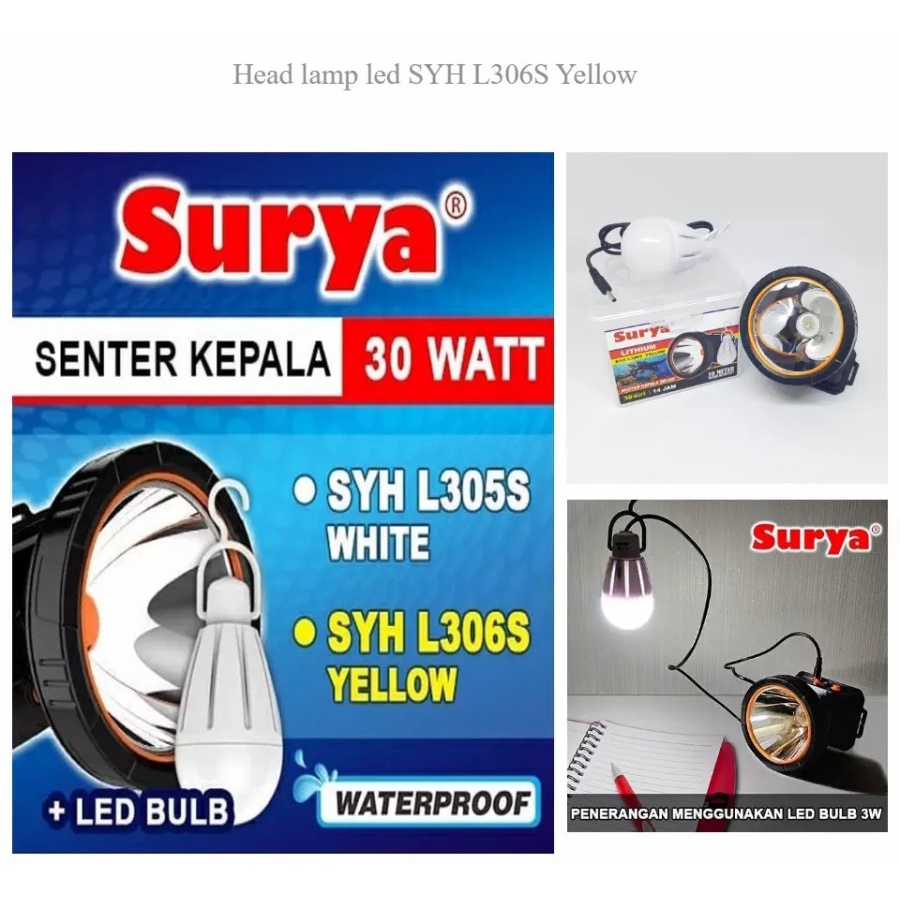 SURYA Senter Kepala SYH L305-S 30 watt - Tahan 14 Jam - Cahaya Putih