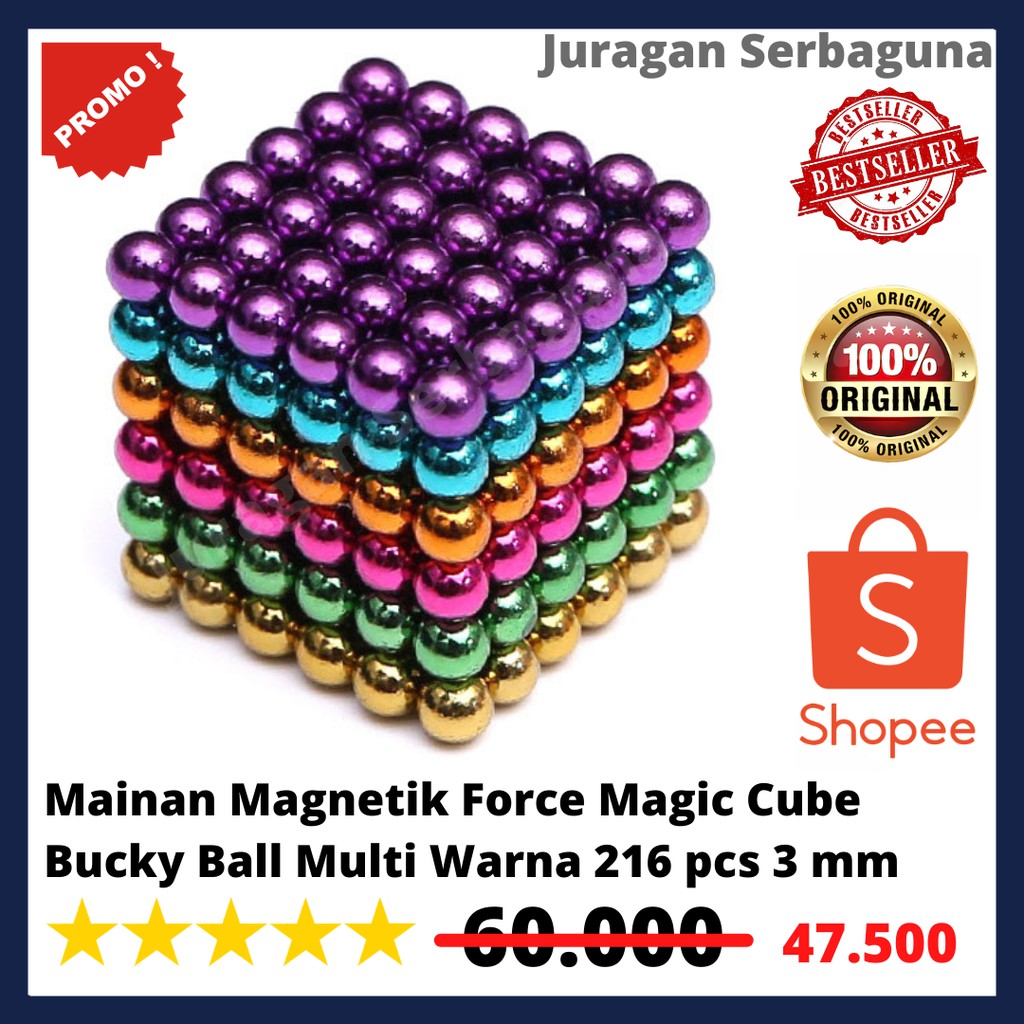 Mainan Magnetik Force Magic Cube Bucky Ball Multi Warna 216 pcs 3 mm