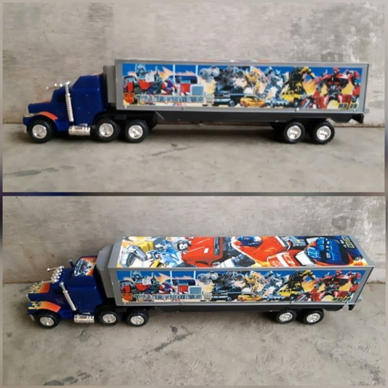 mainan truk kontainer transformers - mobil trailer anak edukatif