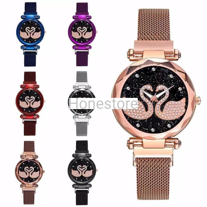 Jam Tangan Wanita Magnet Angsa Dua  Angsa Kembar  murah