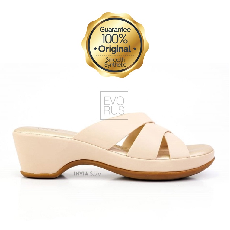 Scholl Memory Cushion B22 Beige | 100% Scholl Original Sandal Semi Wedges Memory Cushion
