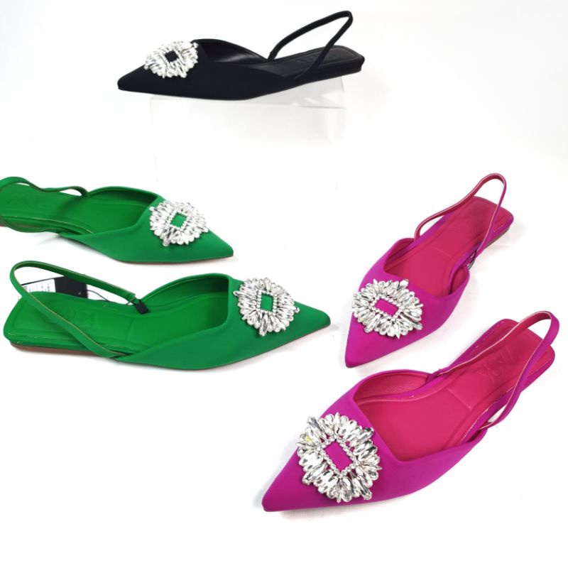 ZR Shimmery Slingback Flat Shoes 6061