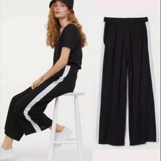 Jersey kulot / stripe black H&M