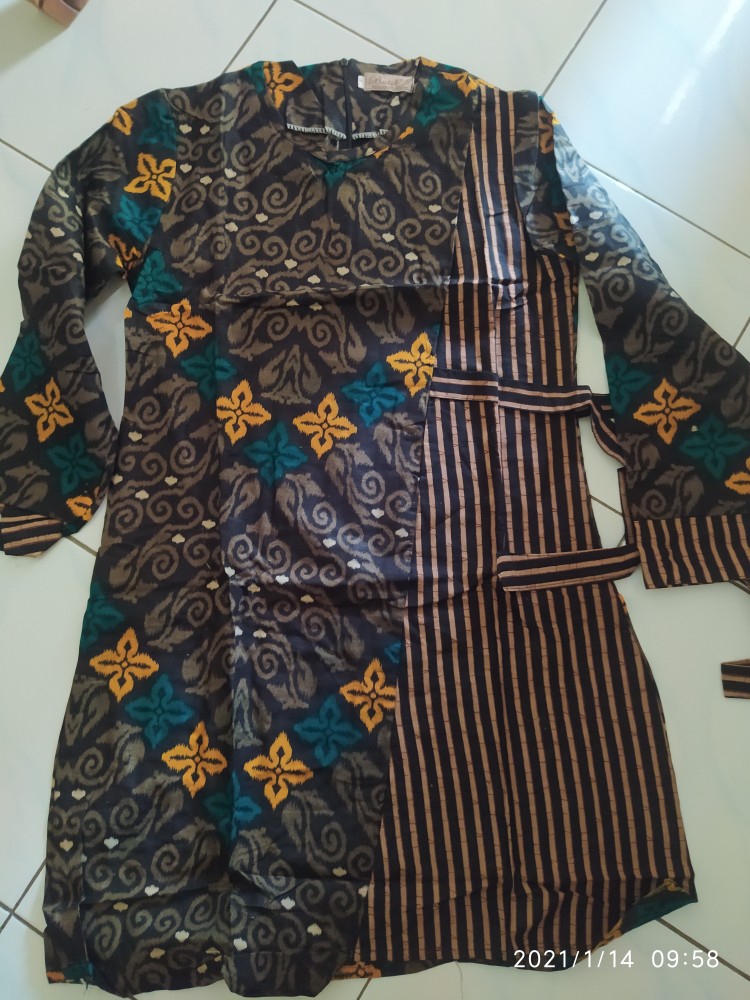 Tunik Batik Wanita Motif Songket Kombinasi Kotak Seragam Batik