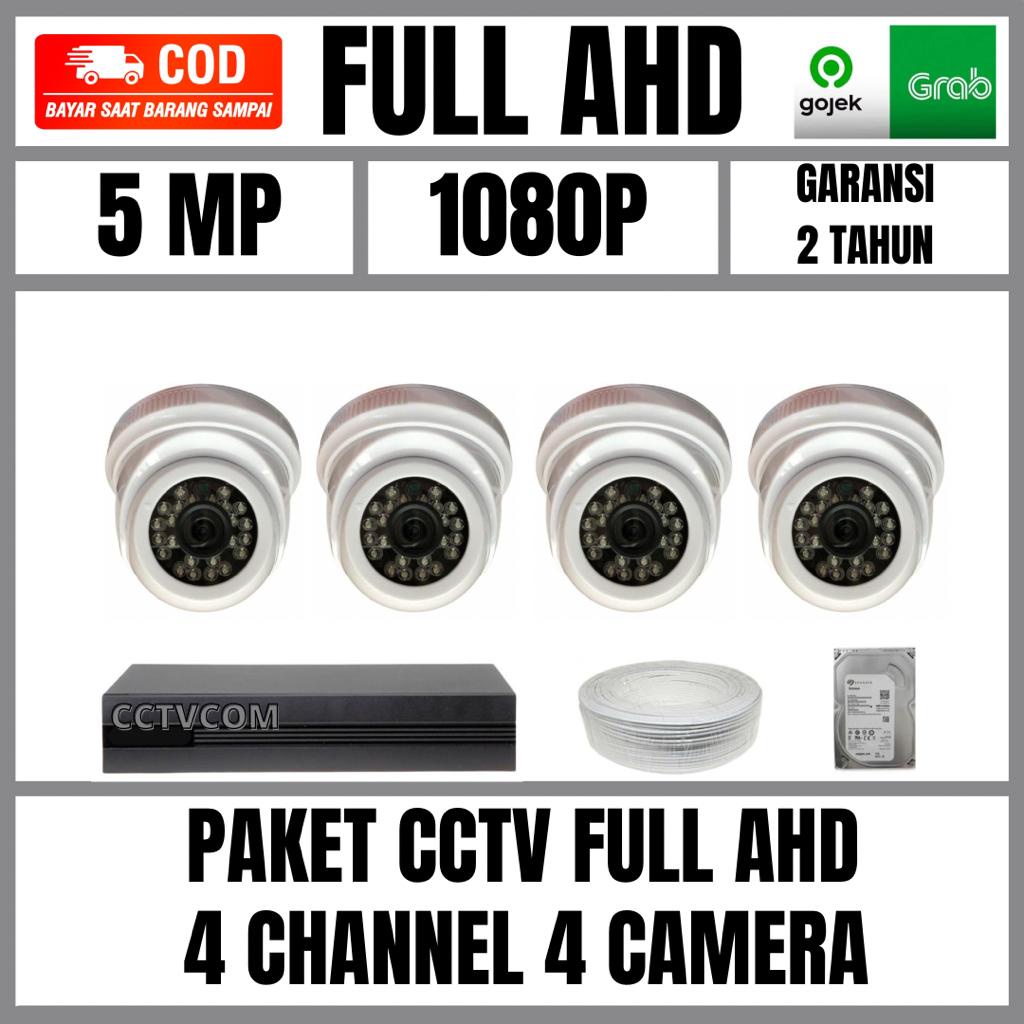 PAKET CCTV 4 CHANNEL 4 CAMERA 5MP FULL AHD 1080P KOMPLIT KAMERA CCTV